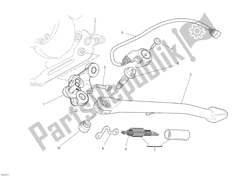 All parts for the Side Stand of the Ducati Monster 1100 S ABS 2010